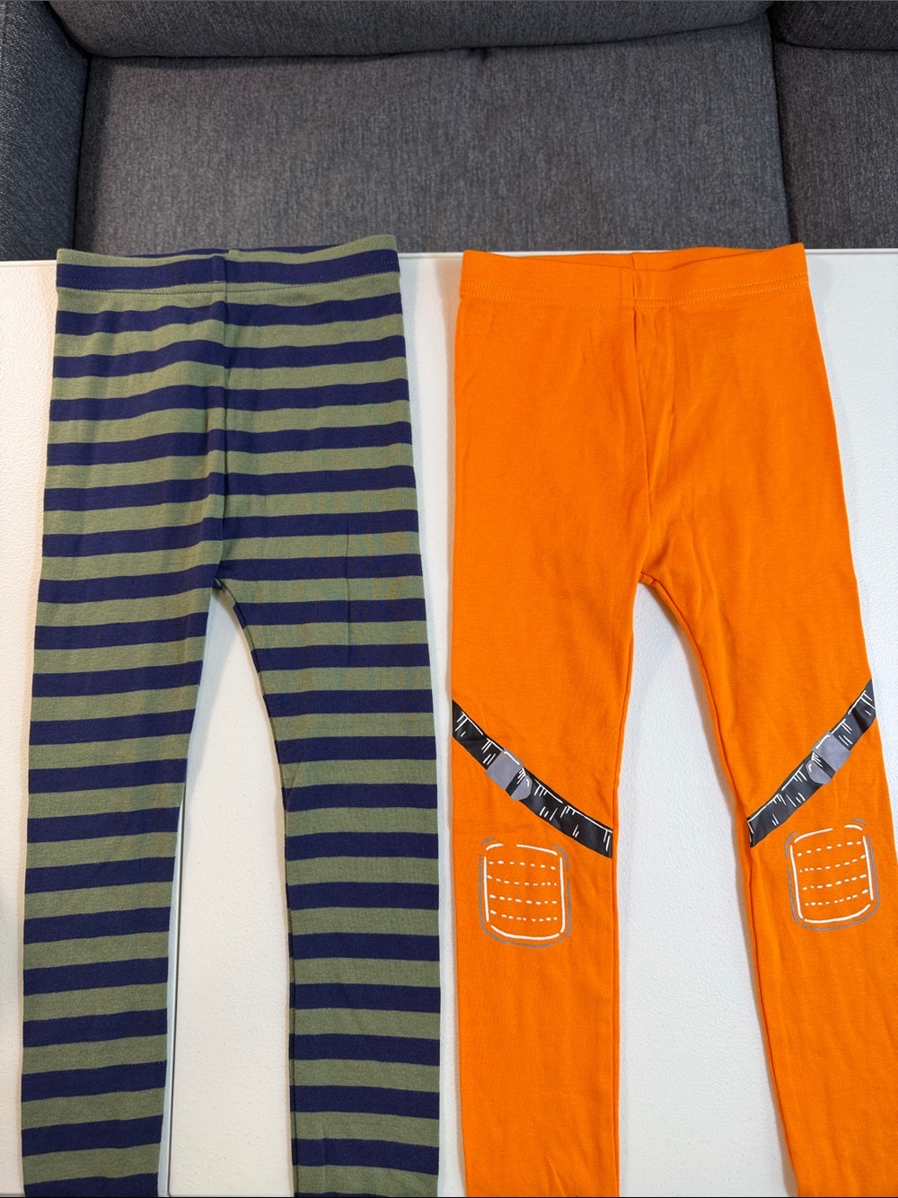 Kids 5T Orange Construction & Green Navy Stripe bottoms from Old Navy
